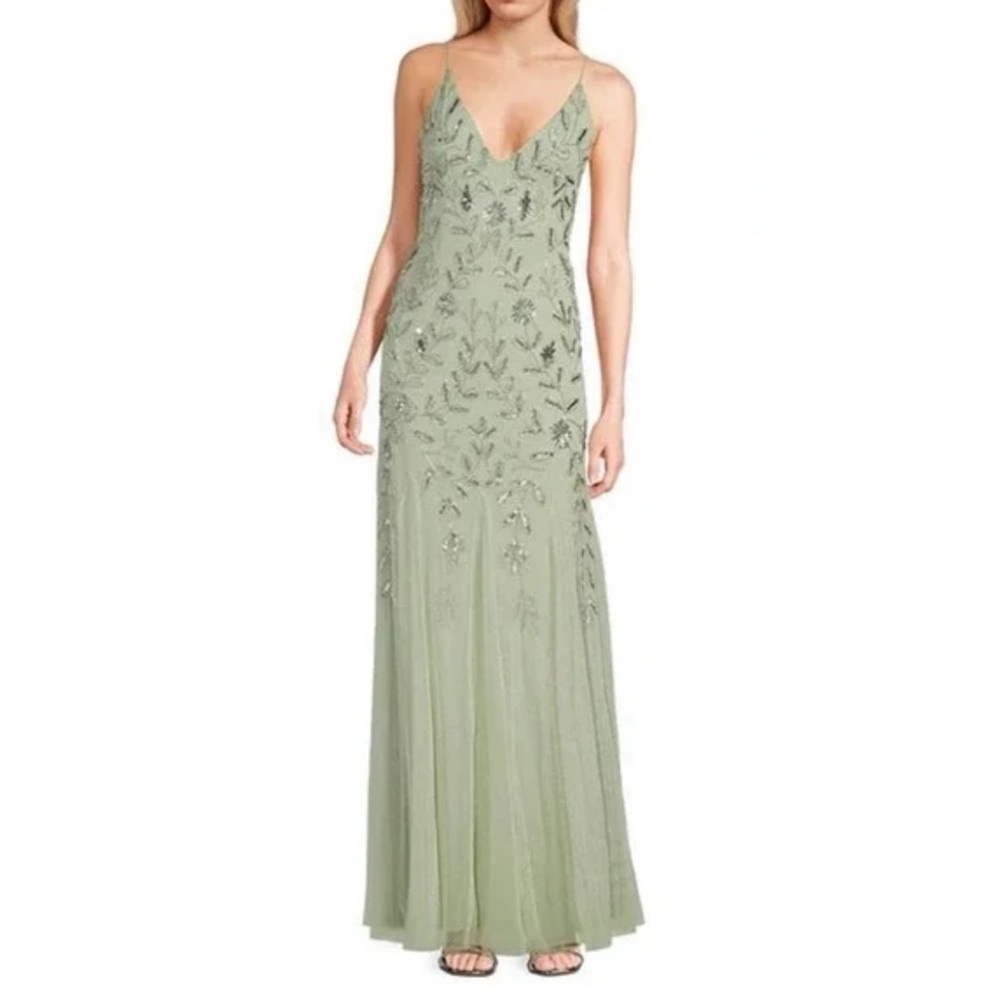 Jump Green Embellished Maxi Gown for Weddings
